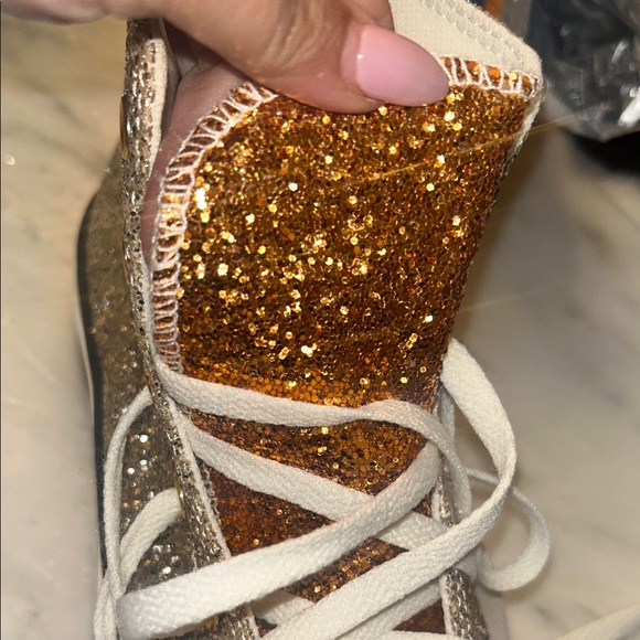 NWT Custom Converse Glittery Gold High-Tops US 9.5 - Picture 10 of 11
